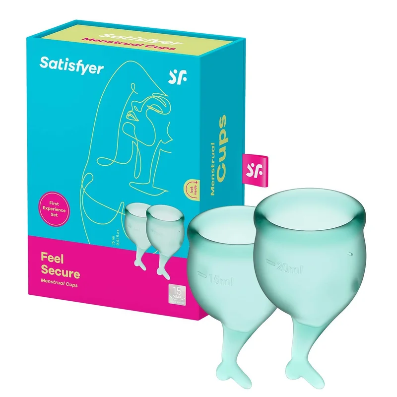 "Satisfyer FEEL SECURE Menstrual Cups Dark Green 2 Pack - Premium Period Care"