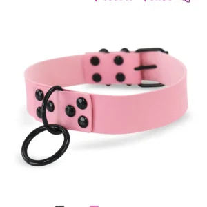 0811DL  Pink Gothic Bondage Collar with Black Hardware