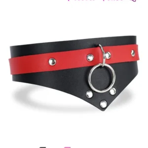 0775DL  Black and Red Chevron Bondage Collar