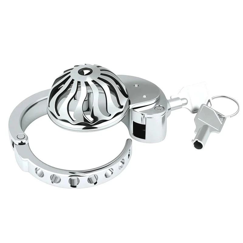 0610M Stainless Steel Cock Cuff Chastity Cage with High Security Tubular Lock and Keys