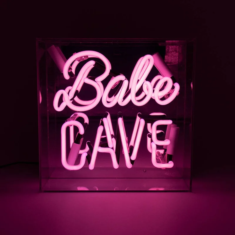 ‘babe Cave’ Acrylic Box Neon Light