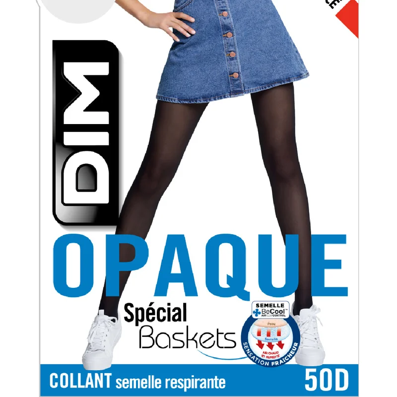 Fluweelzachte ondoorzichtige zwarte panty\'s voor sneakers 50D
